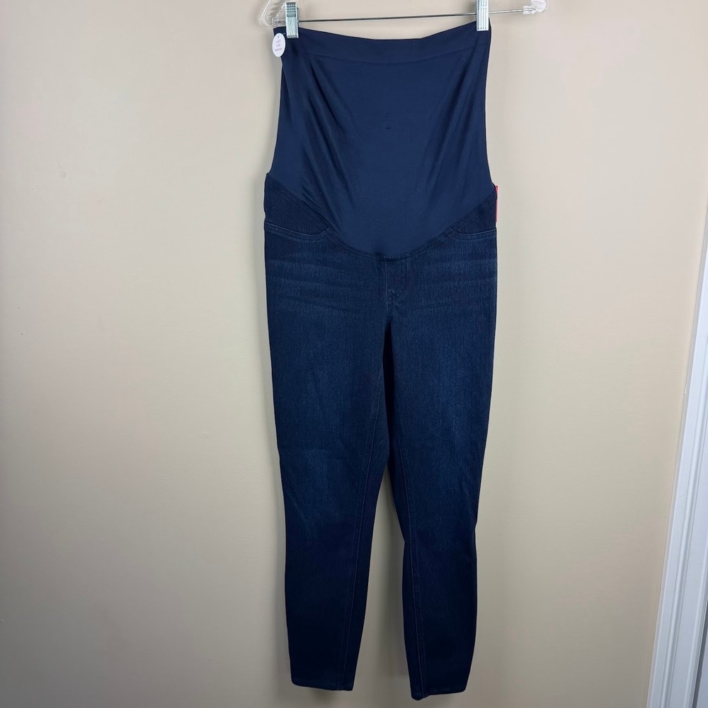 Spanx Mama Jean-ish Maternity Leggings Dark Indigo Blue Size Large NWT